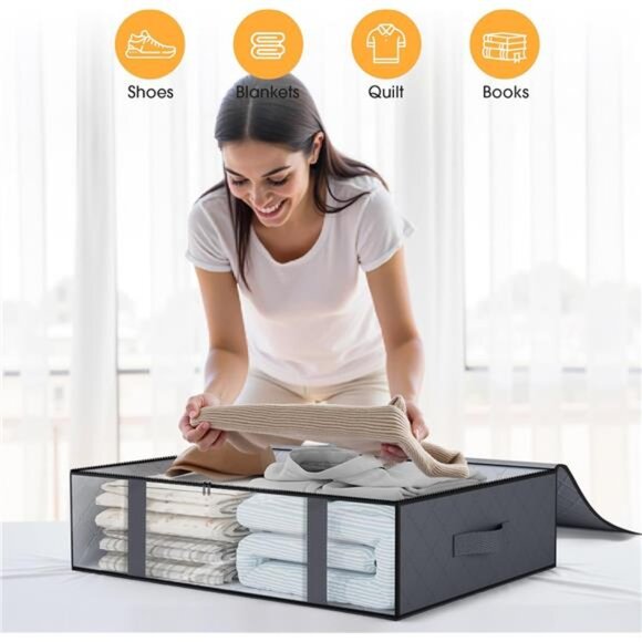 Storage Bins,3-Pack Clothes Storage, Foldable Blanket Storage Under Bed Storage - Picture 3 of 7